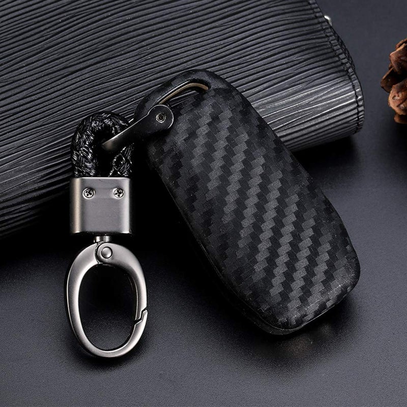 ROYALFOX(TM 2/3 Buttons flip Remote Key Fob case Cover for 2015 2016 2017 2018 2019 Ford F150 F250,Focus 3 Escort Kuga Everest Fiesta Mustang Edge MKV Fusion 2016 Ranger (Silicone Carbon Fiber) - Image 2